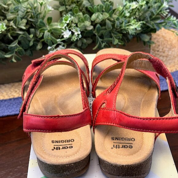 Earth Origins Leather Braided Sandals Bosk Benson red - Picture 6 of 8